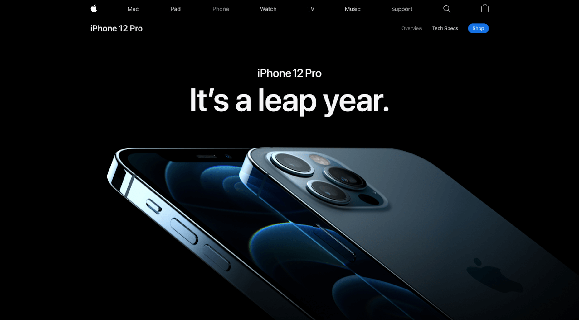 Apple page for the iPhone 12 product line