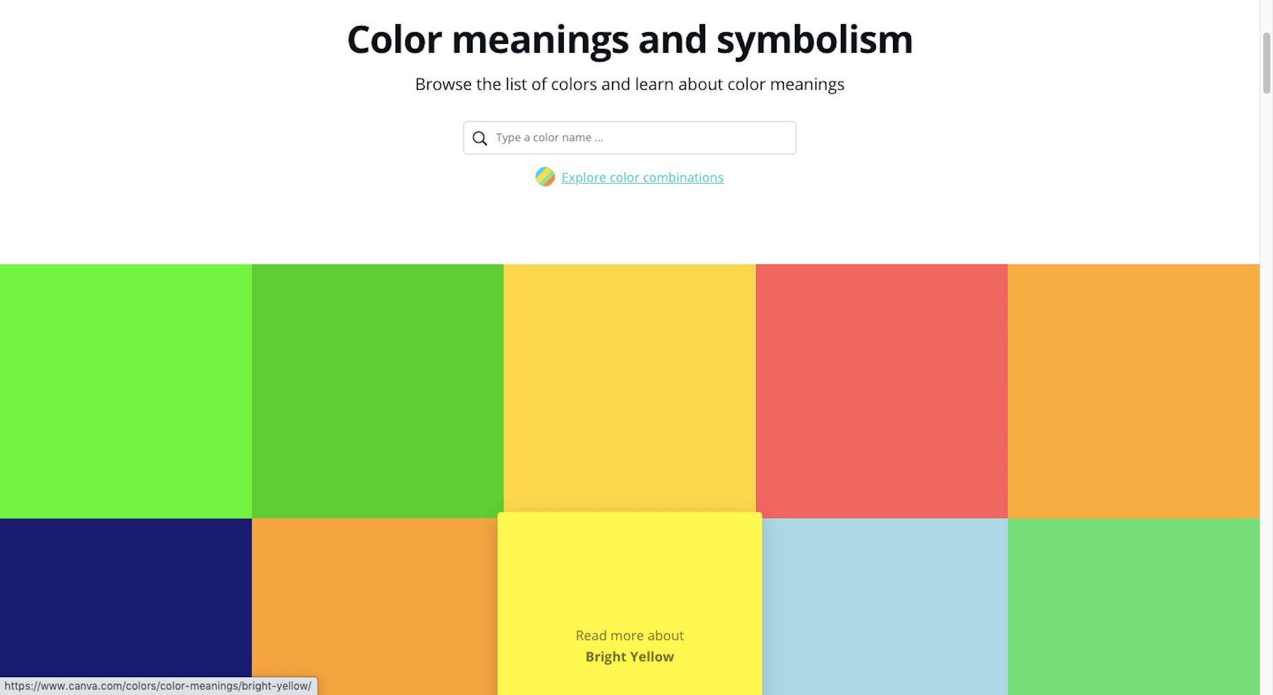 Canva Color Meanings tool