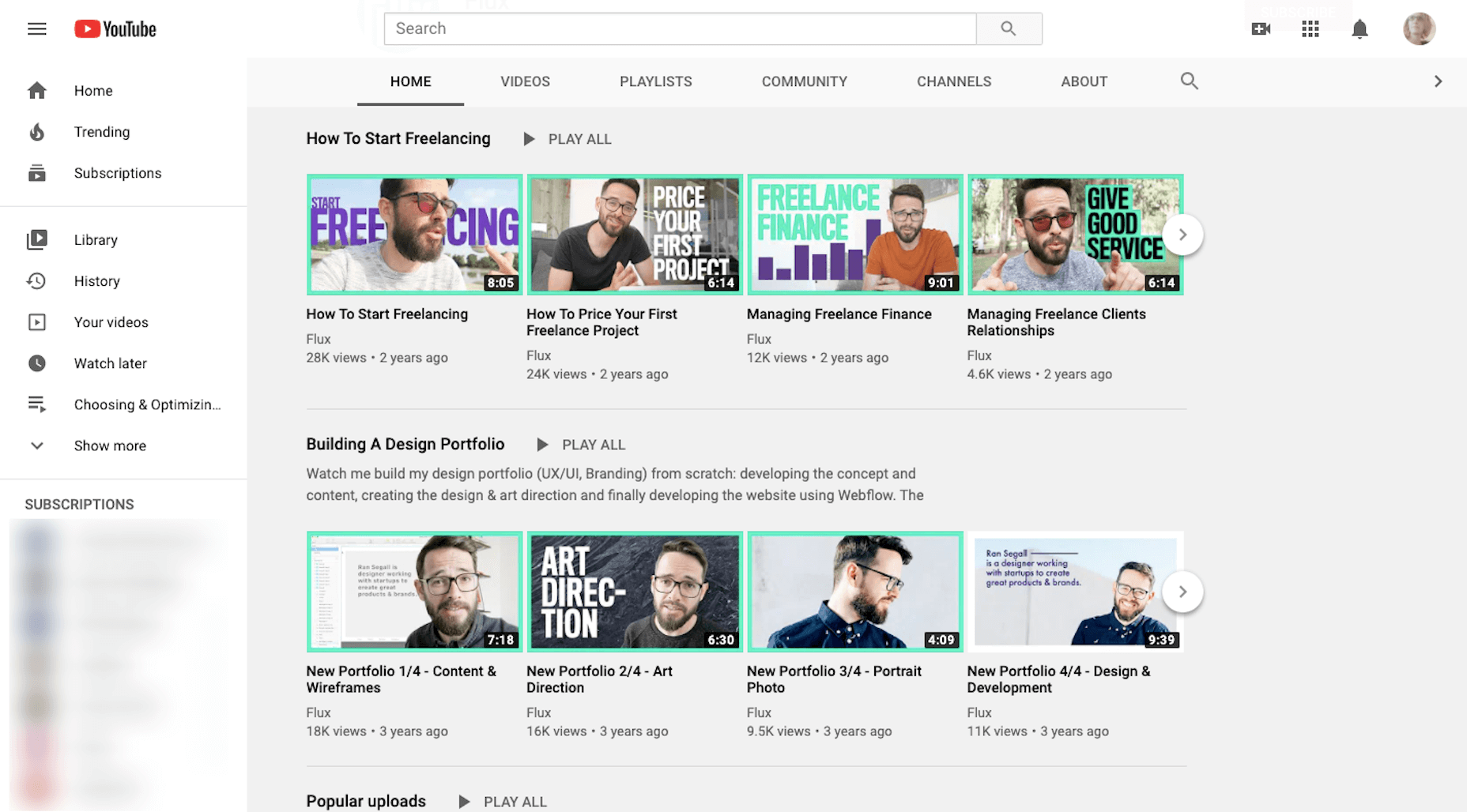 Flux YouTube Web Design Courses