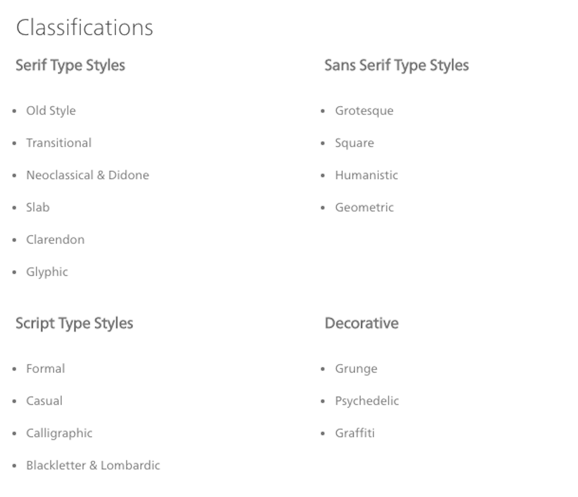 Font classifications from Fonts.com