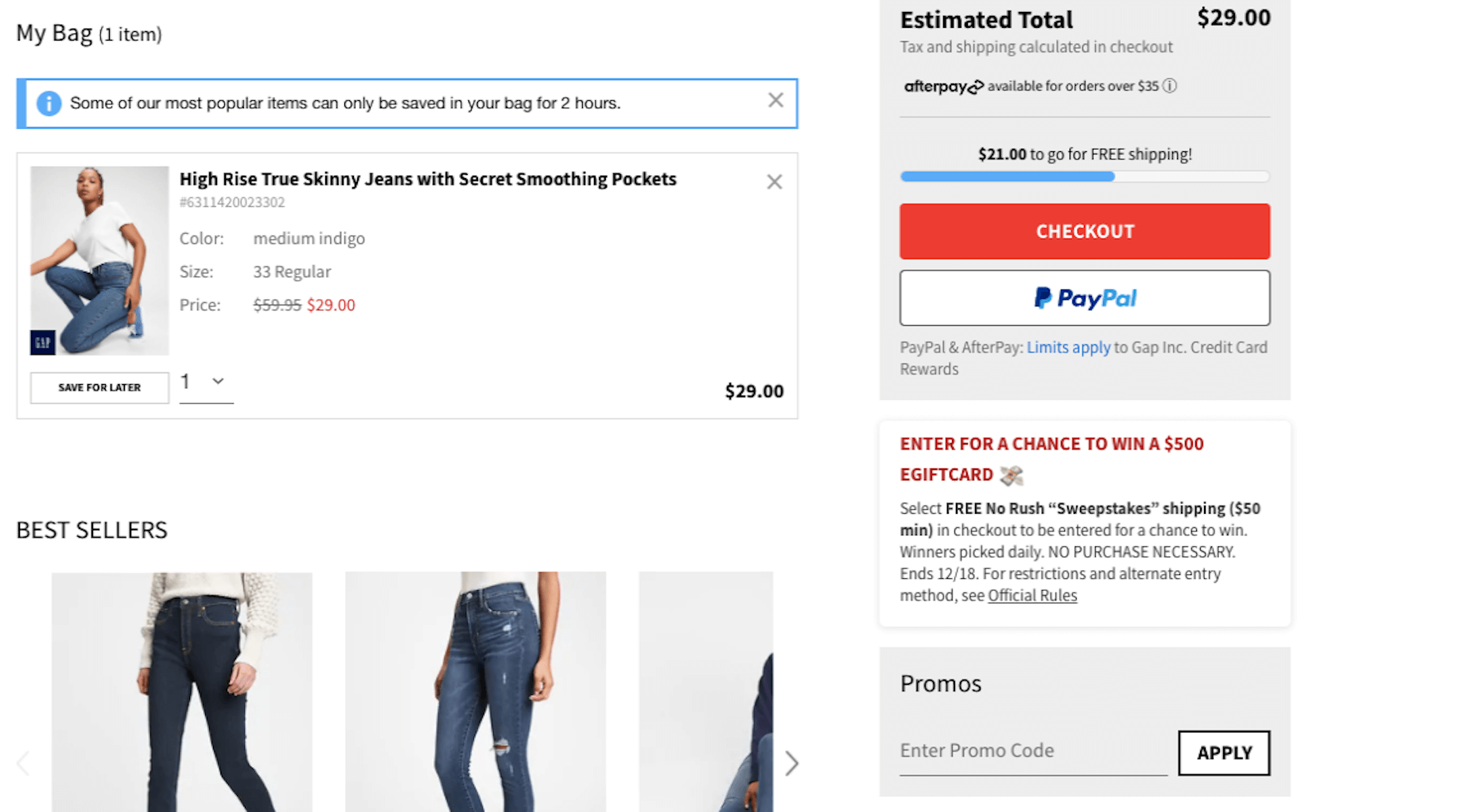 Gap's reward for customers that choose no-rush shipping