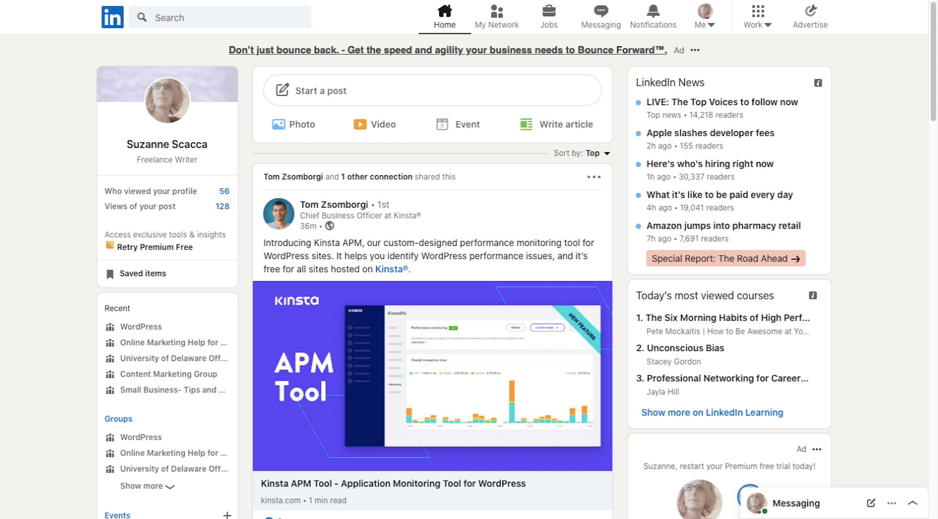 LinkedIn homepage