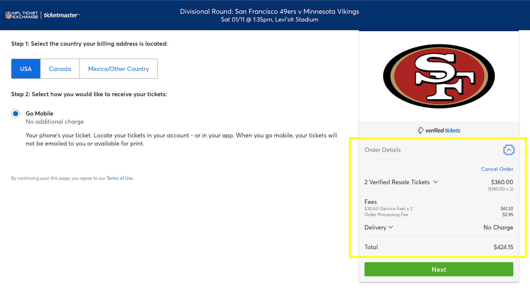 Ticketmaster - Order Details